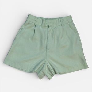 Zara Pistachio High Waist Pleated Shorts